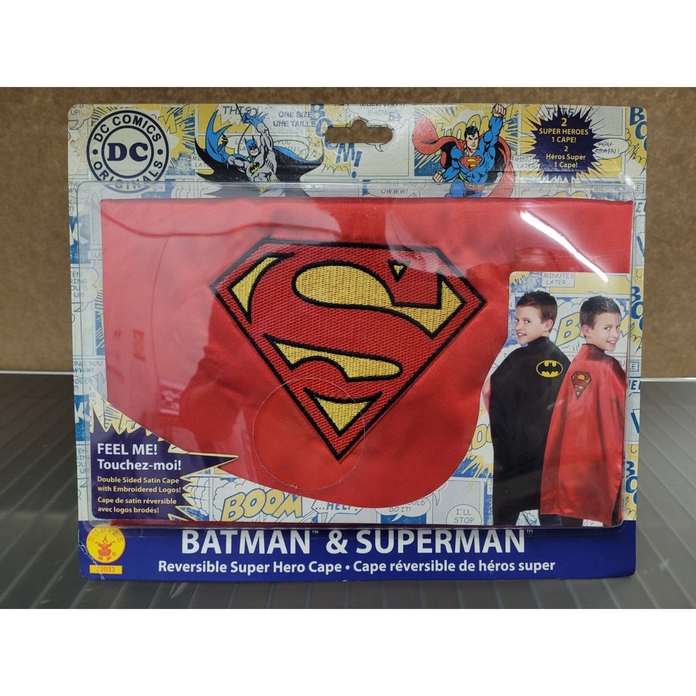 Batman & Superman‎ Kids Reversible Super Hero Cape 2 in 1 Rubies 32033 *NEW*